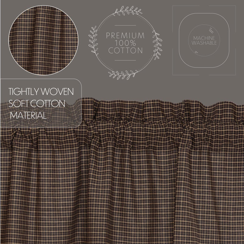 VHC Brands Kettle Grove Plaid Panel Scalloped Set of 2 84x40 Country Curtains, Country Black - Image 4